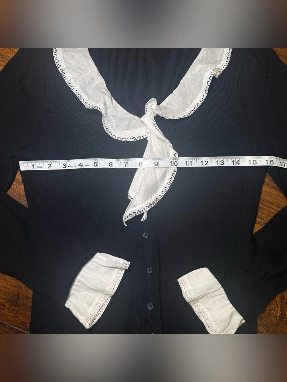 French Girl Coquette Silk Blend Cardigan Lace Ruffle Trim Whimsigoth Style PL